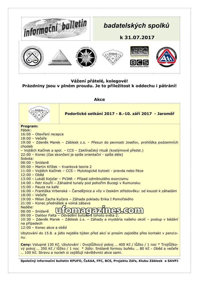 Cover of KPUFO Informacni sdeleni issue July 2017: informační bulletin