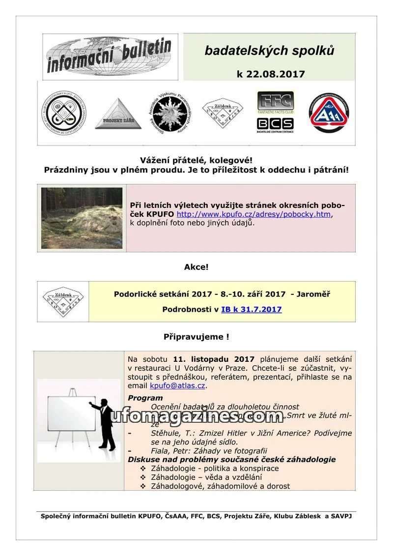 Cover of KPUFO Informacni sdeleni issue 22.08.2017: informační bulletin