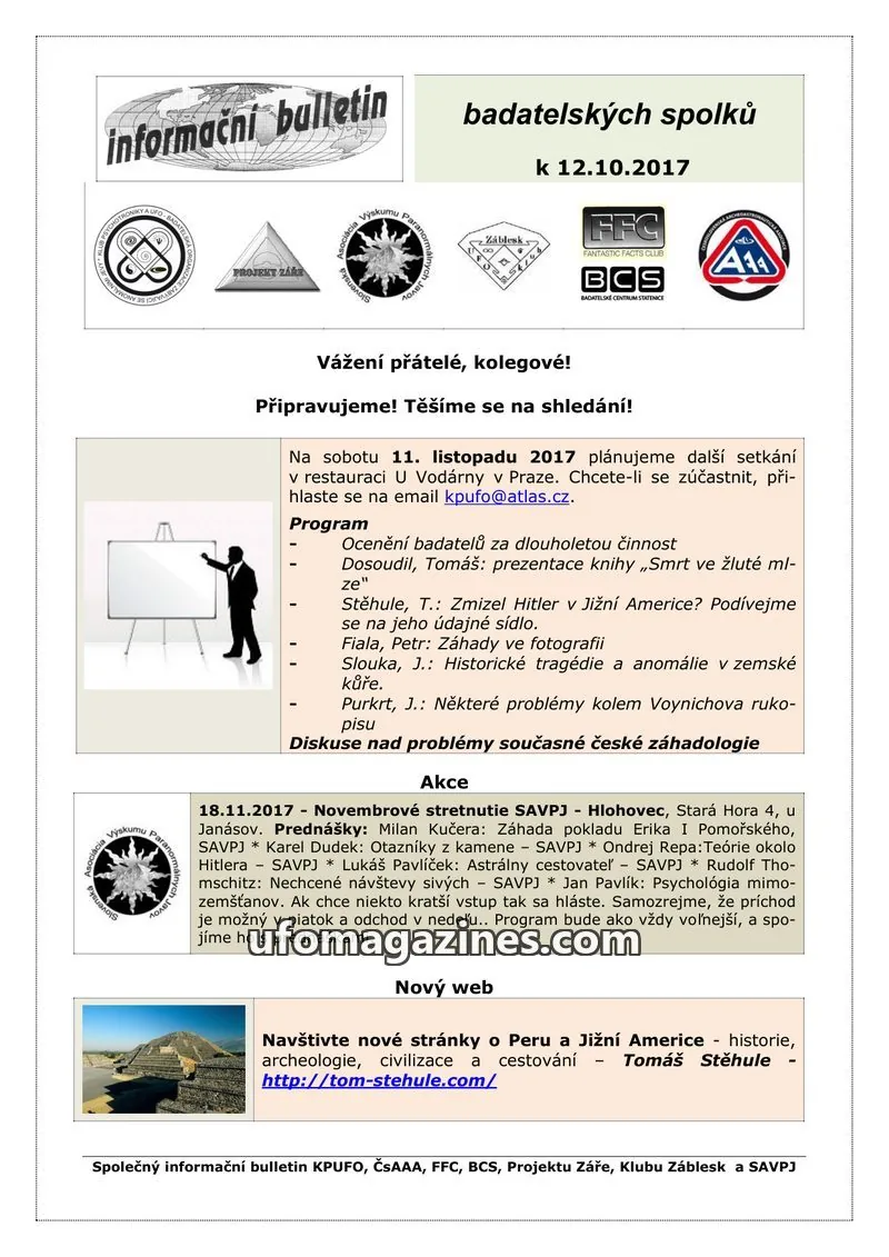 Cover of KPUFO Informacni sdeleni issue 12.10.2017: informační bulletin