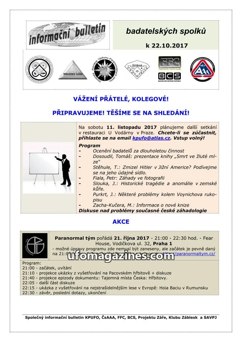 Cover of KPUFO Informacni sdeleni issue 22.10.2017: informační bulletin
