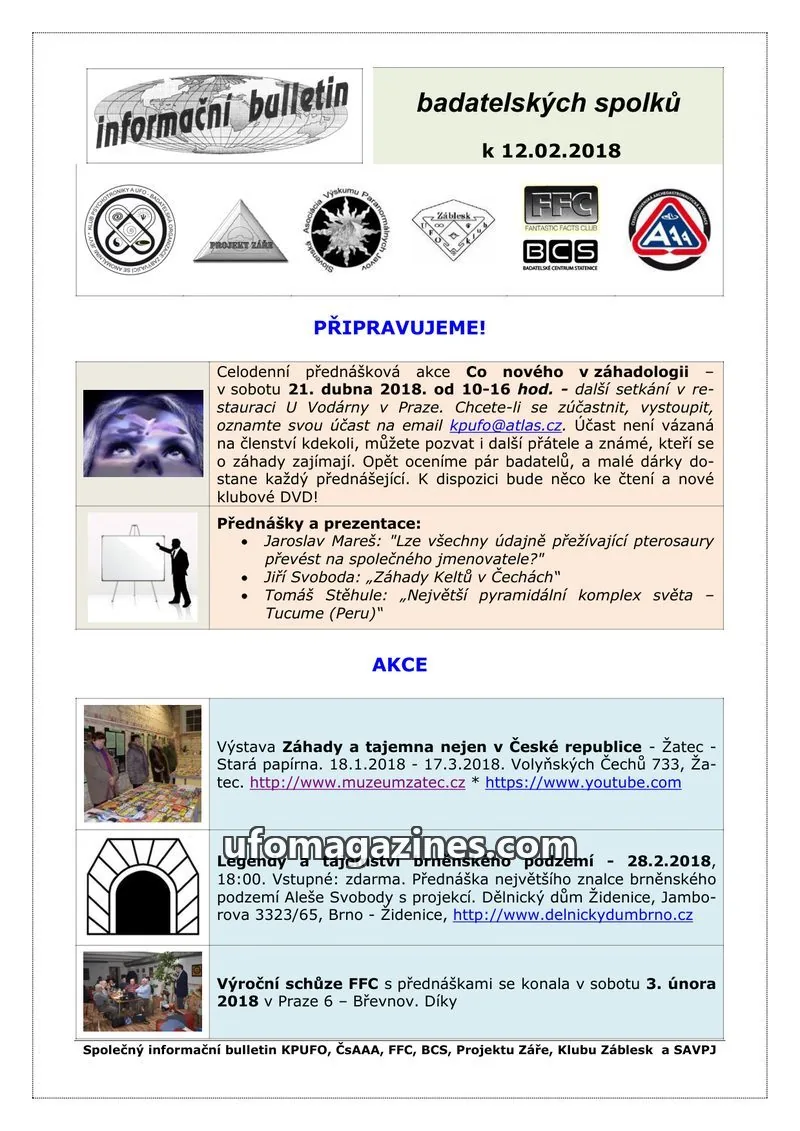 Cover of KPUFO Informacni sdeleni issue 12.02.2018: informační bulletin