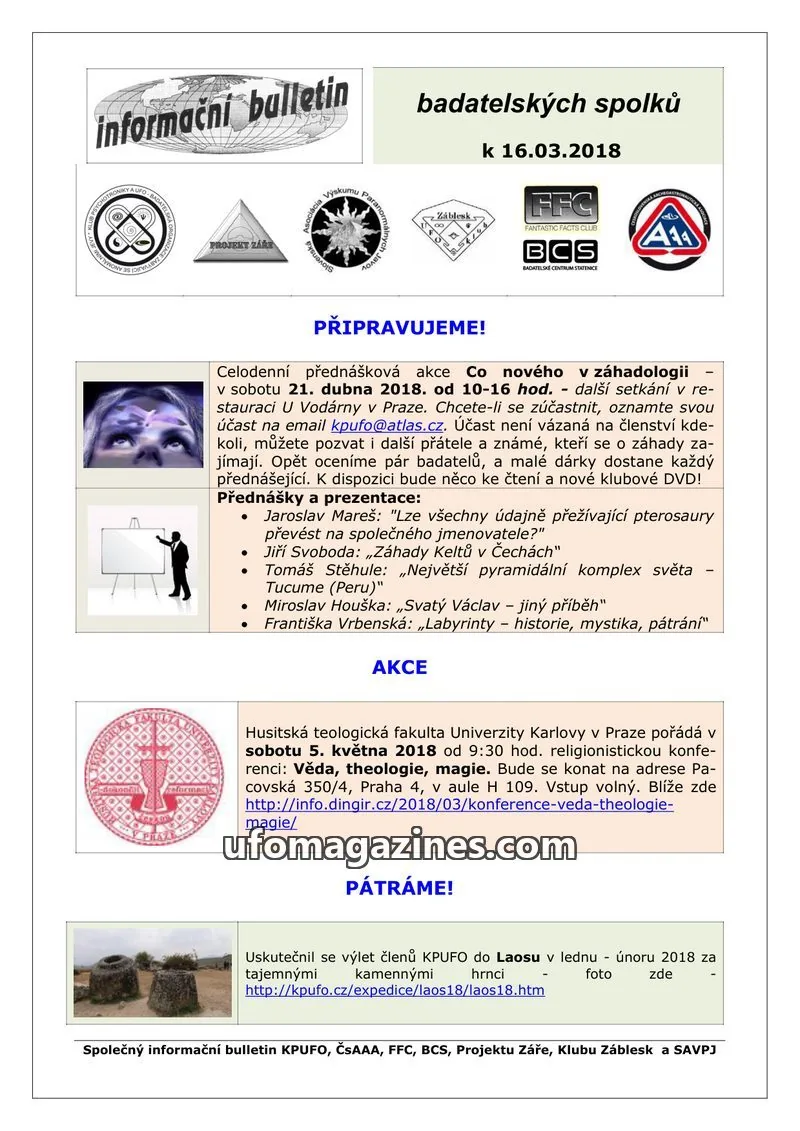 Cover of KPUFO Informacni sdeleni issue 16.03.2018: informační bulletin