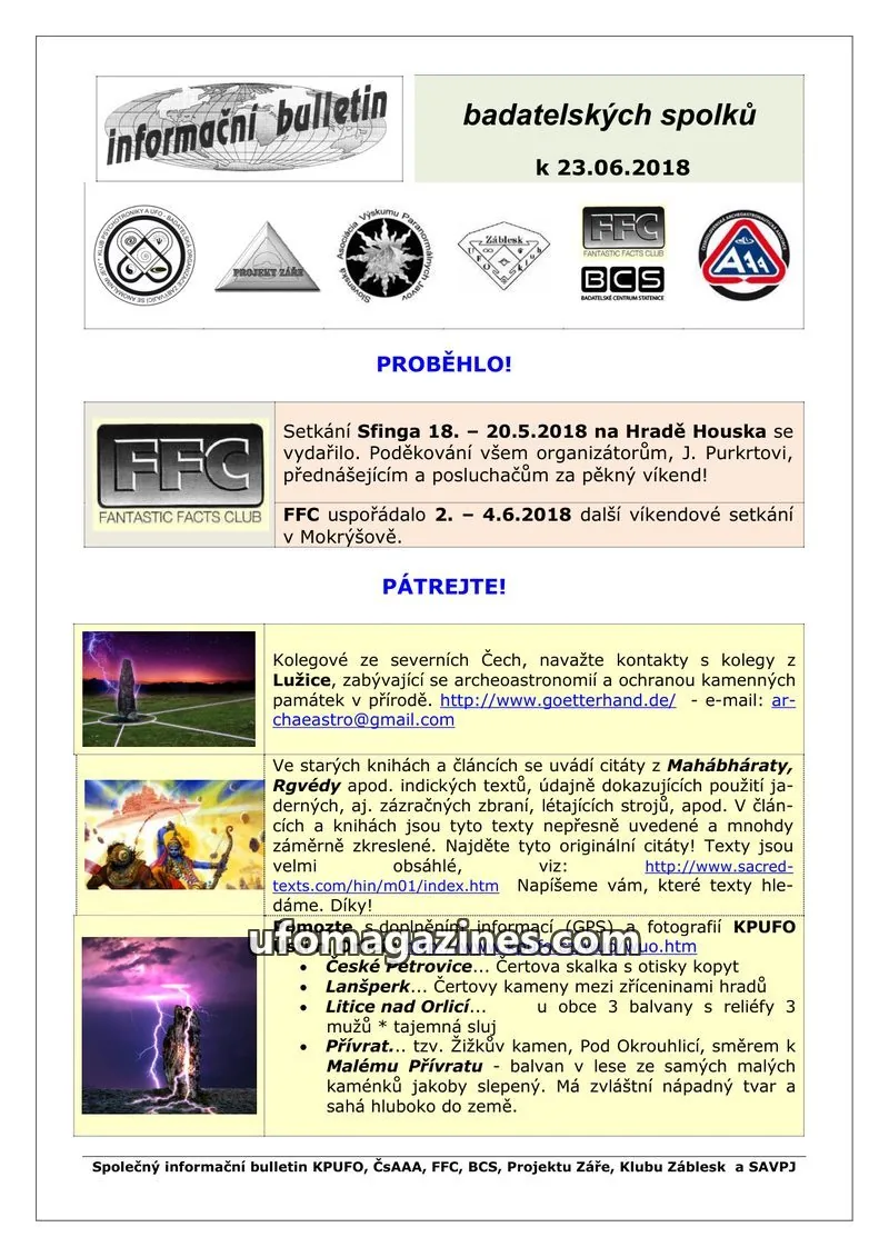 Cover of KPUFO Informacni sdeleni issue 23.06.2018: informační bulletin