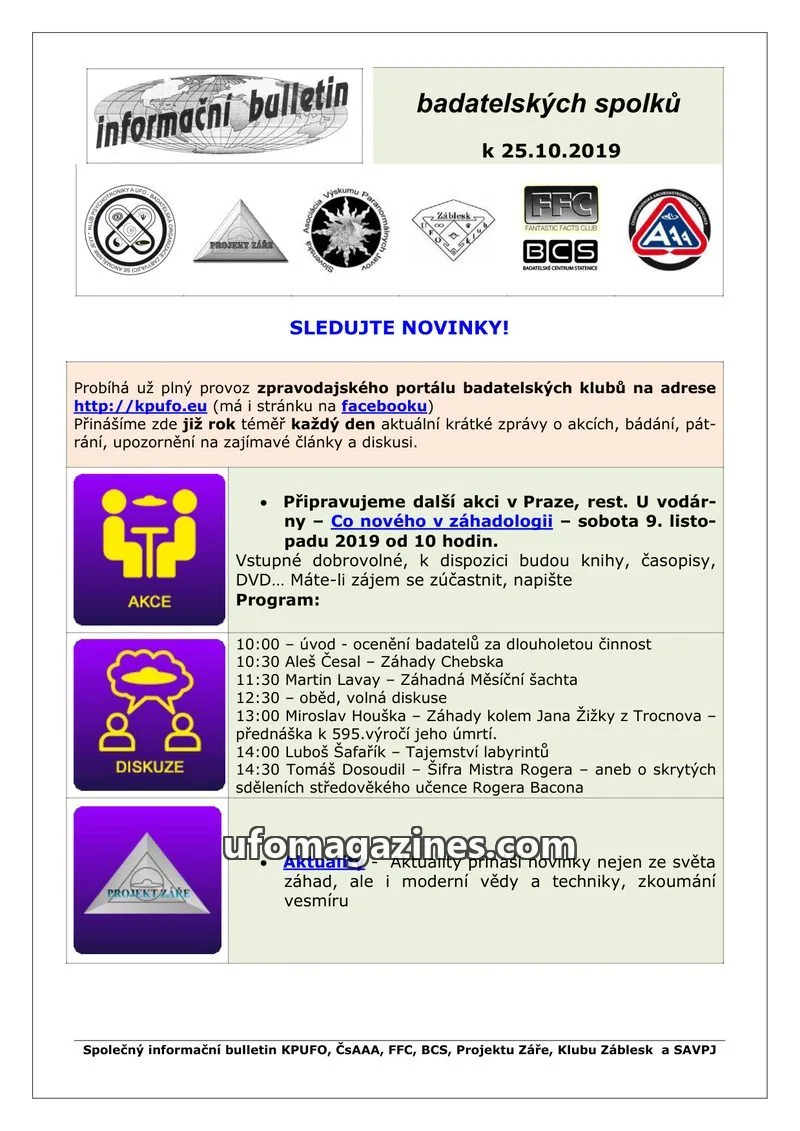 Cover of KPUFO Informacni sdeleni issue 25.10.2019: informační bulletin