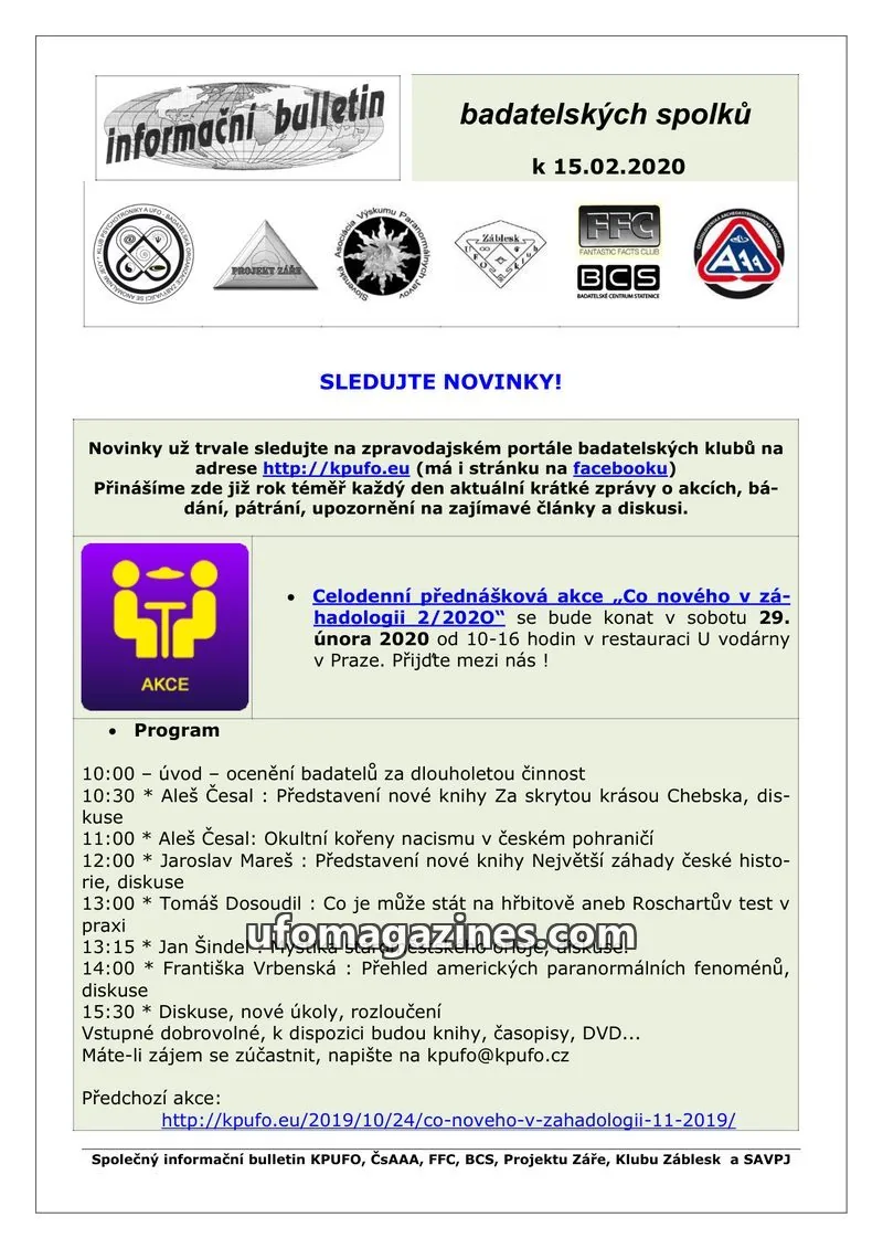 Cover of KPUFO Informacni sdeleni issue k 15.02.2020: informační bulletin