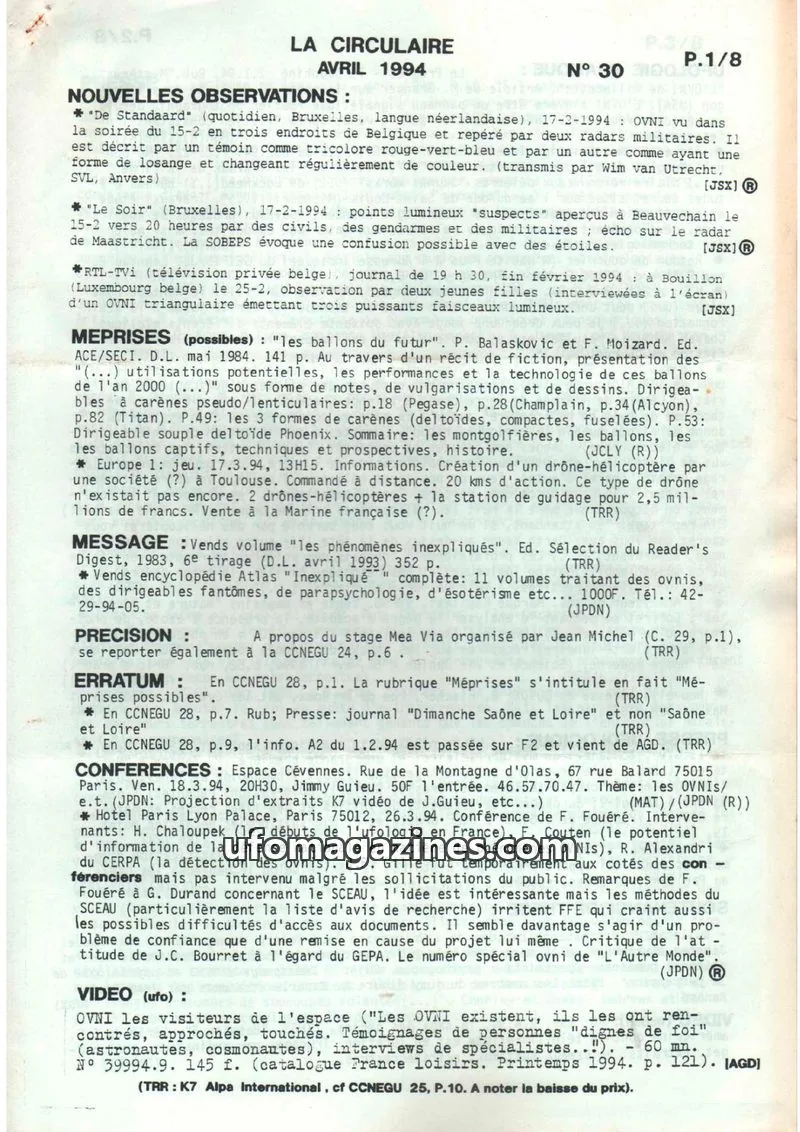 Cover of SOBEPS issue 30: LA CIRCULAIRE
