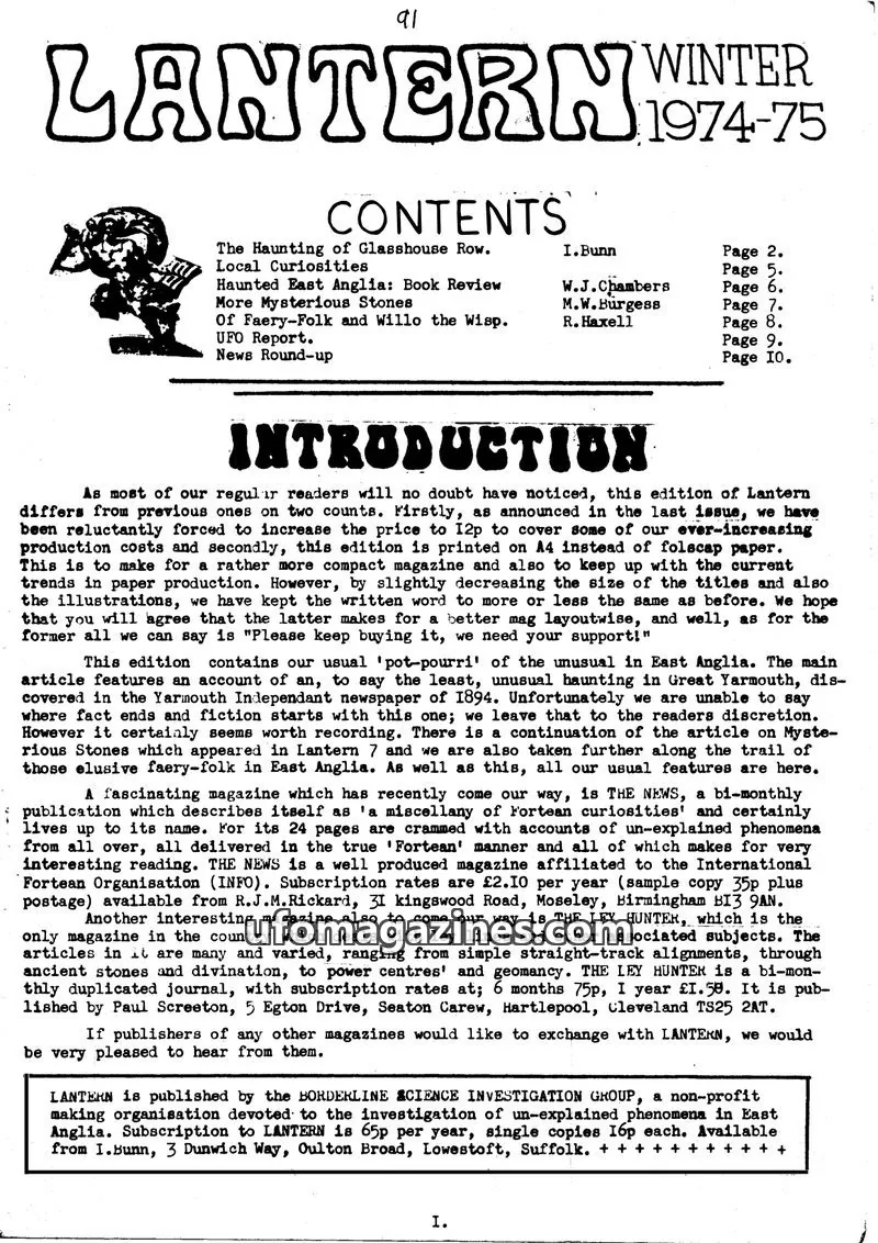 Cover of BORDERLINE SCIENCE INVESTIGATION GROUP issue WINTER 1974-75: LANTERN