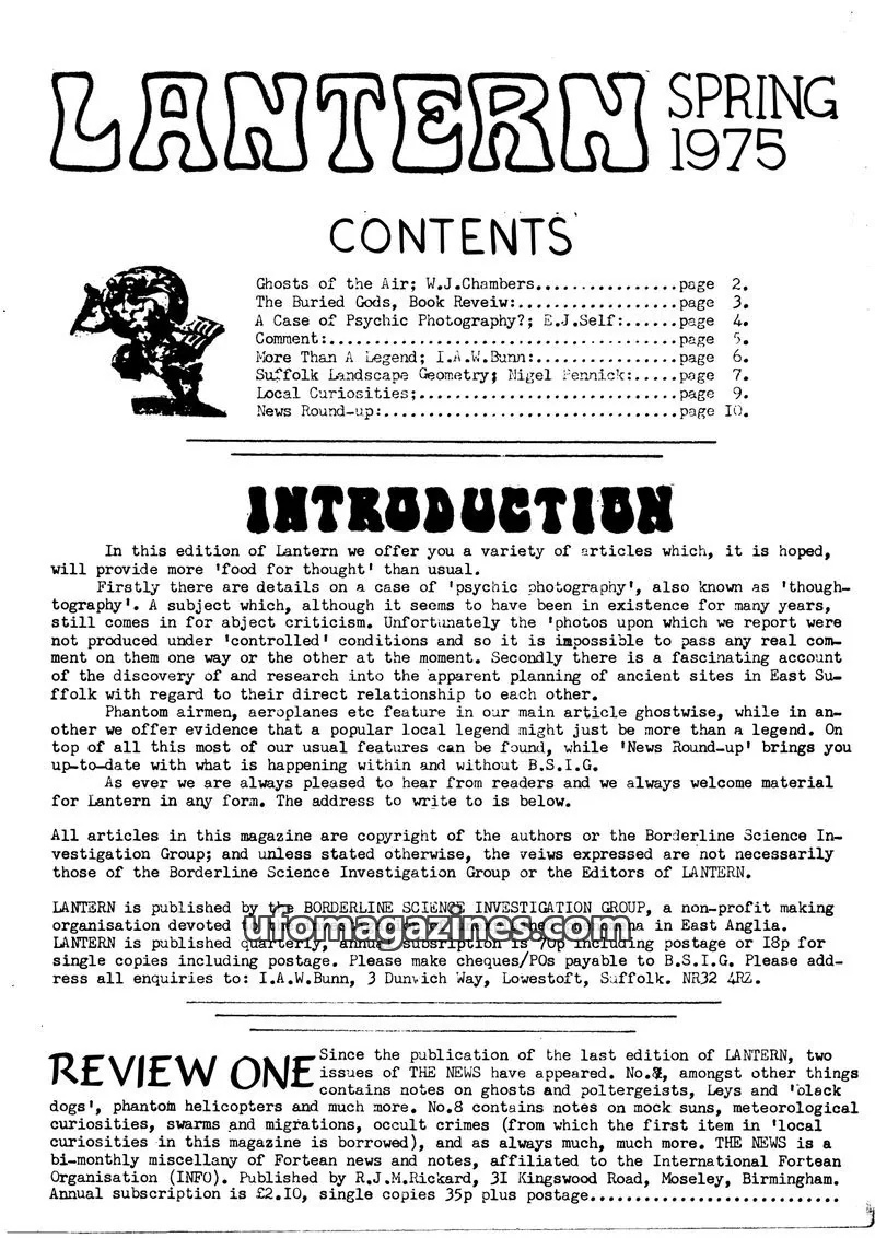 Cover of BORDERLINE SCIENCE INVESTIGATION GROUP issue SPRING 1975: LANTERN