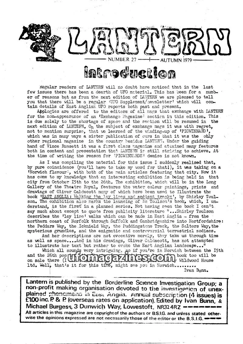 Cover of Borderline Science Investigation Group issue 27: LANTERN