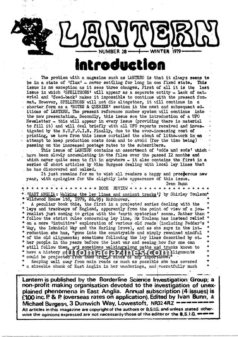 Cover of Borderline Science Investigation Group issue 28: LANTERN