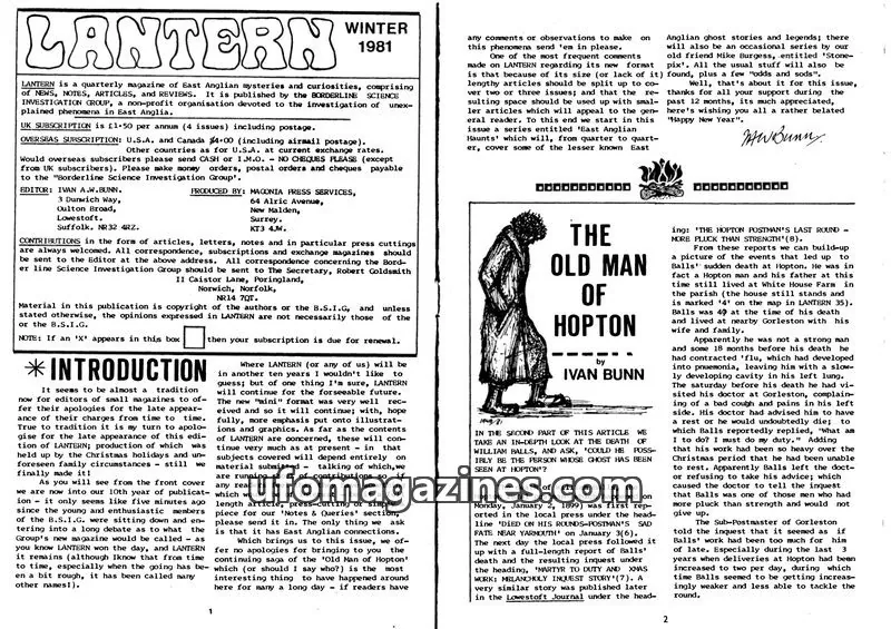Cover of BORDERLINE SCIENCE INVESTIGATION GROUP issue WINTER 1981: LANTERN