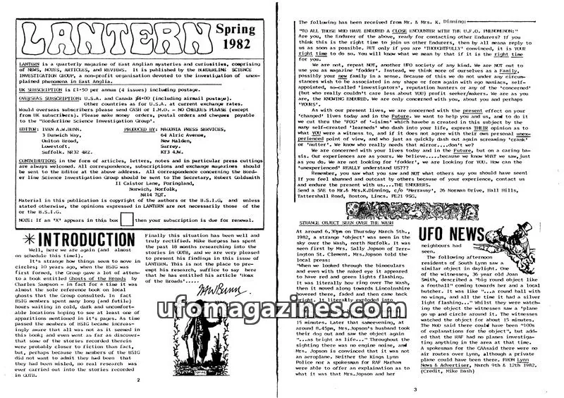 Cover of BORDERLINE INVESTIGATION GROUP issue Spring 1982: LANTERN