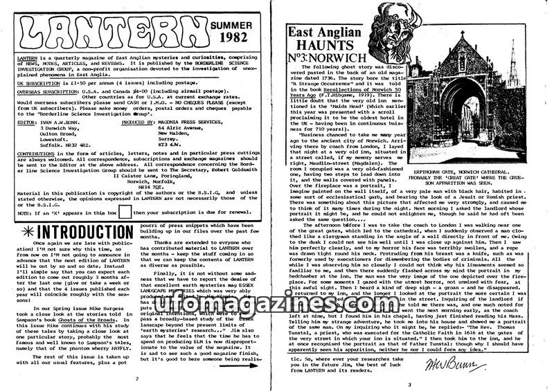 Cover of BORDERLINE SCIENCE INVESTIGATION GROUP issue SUMMER 1982: LANTERN