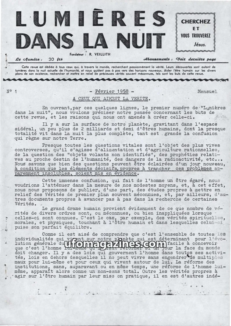 Cover of LDLN issue 1: LUMIÈRES DANS LA NUIT