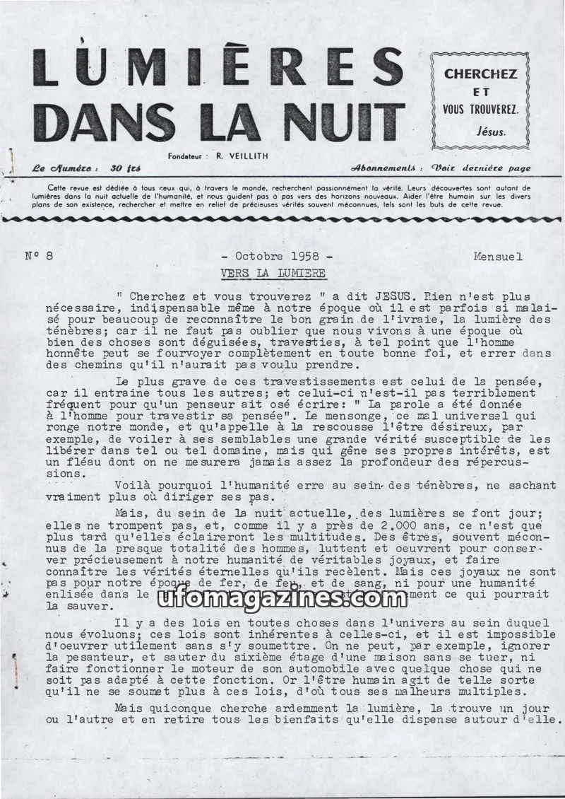 Cover of LDLN issue 8: LUMIÈRES DANS LA NUIT