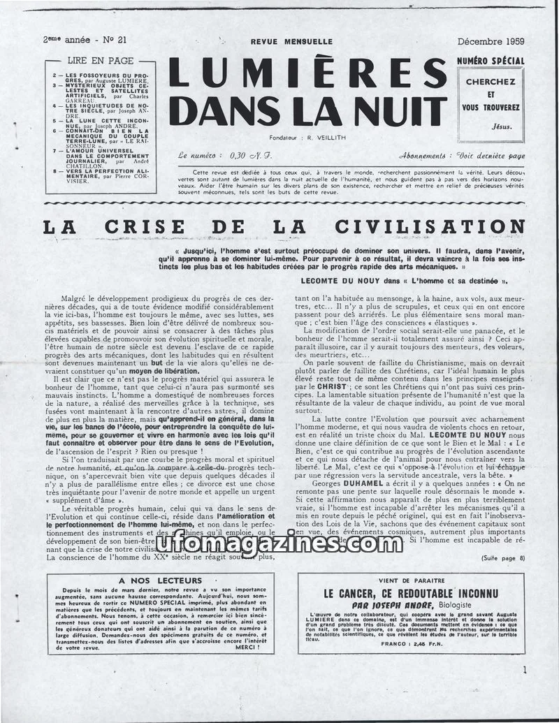 Cover of LDLN issue 21: LUMIÈRES DANS LA NUIT