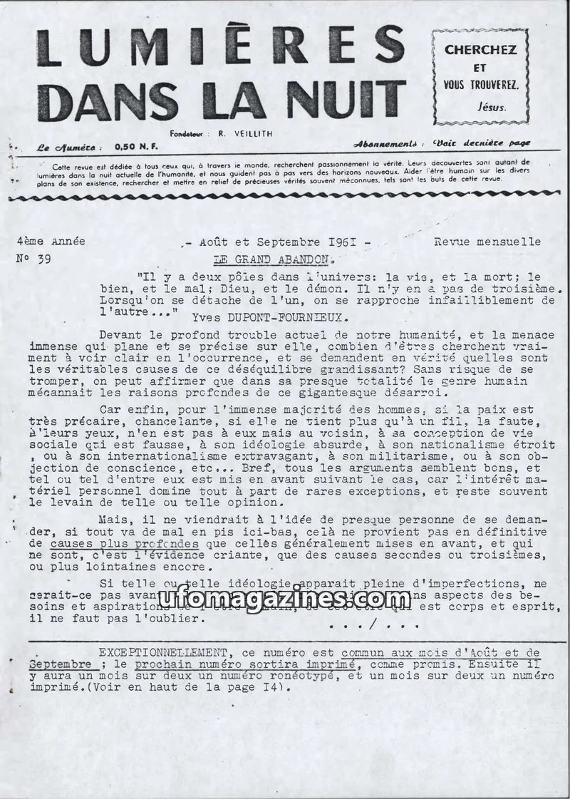Cover of LDLN issue 39: LUMIÈRES DANS LA NUIT