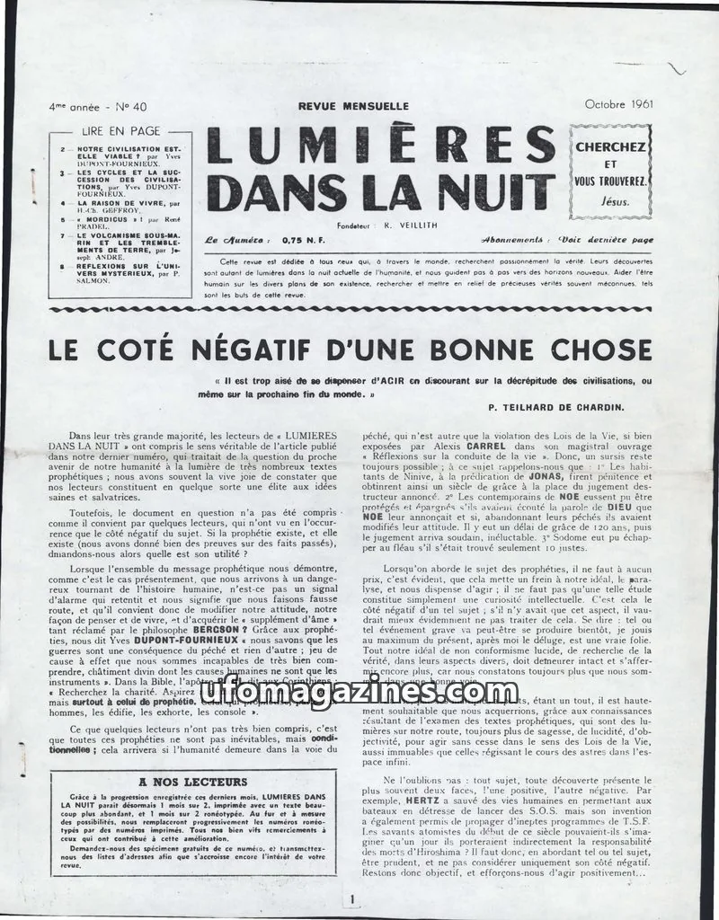 Cover of LDLN issue 40: LUMIÈRES DANS LA NUIT