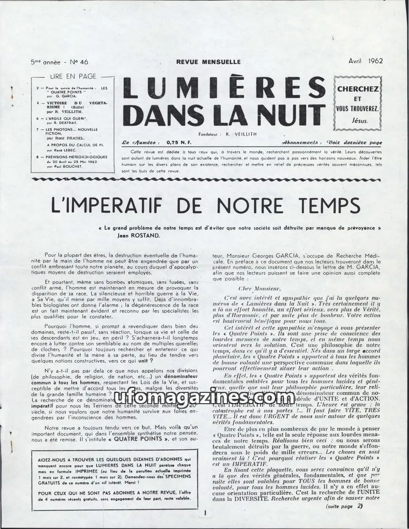 Cover of LDLN issue 46: LUMIÈRES DANS LA NUIT