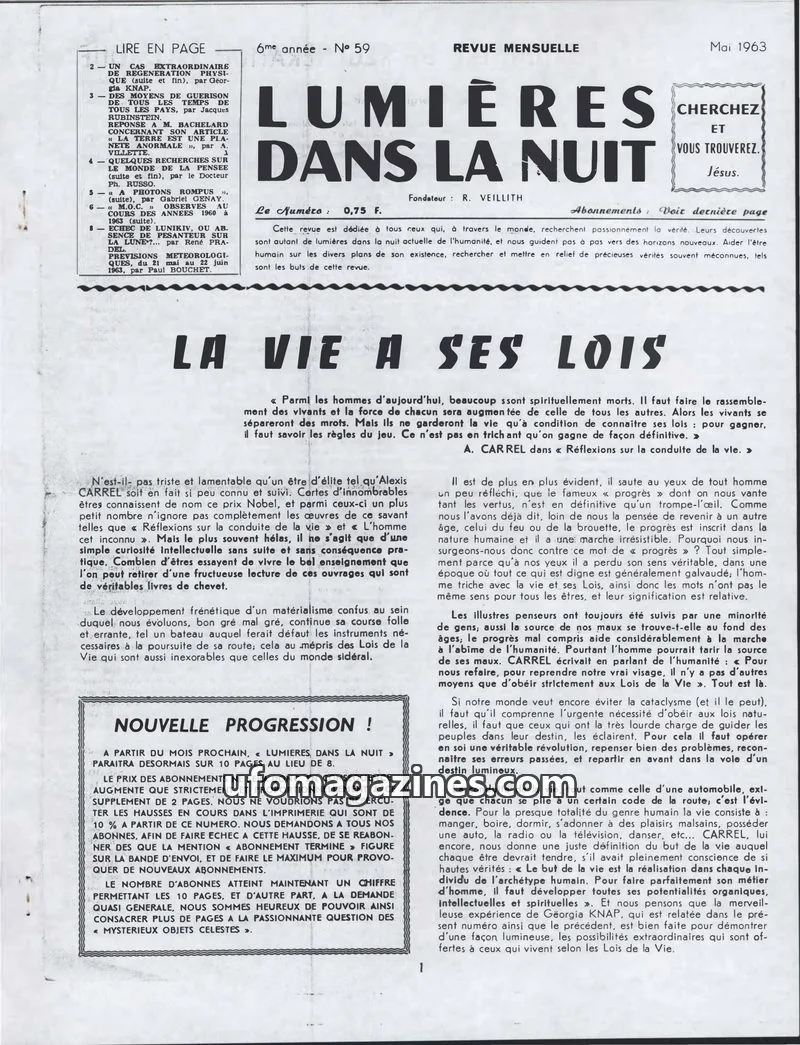 Cover of LDLN issue 59: LUMIÈRES DANS LA NUIT