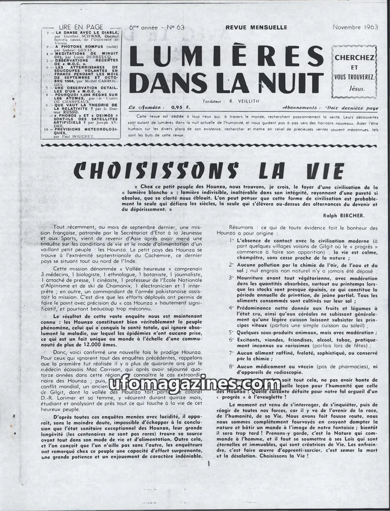 Cover of LDLN issue 63: LUMIÈRES DANS LA NUIT