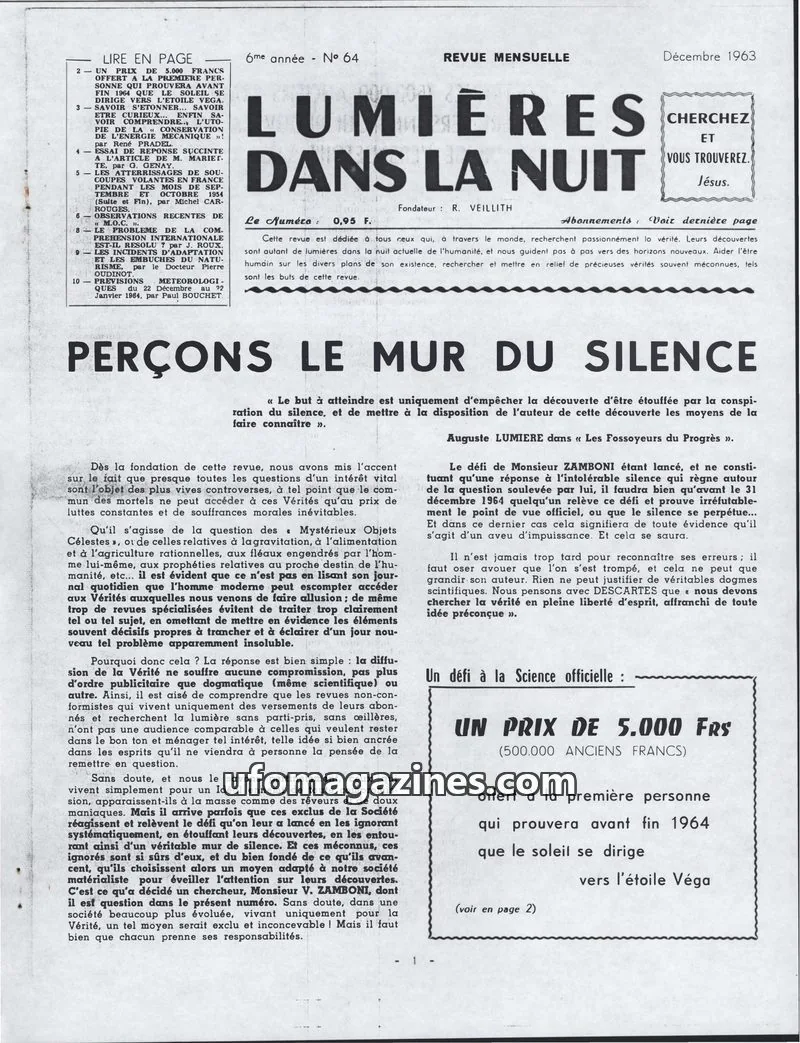 Cover of LDLN issue 64: LUMIÈRES DANS LA NUIT
