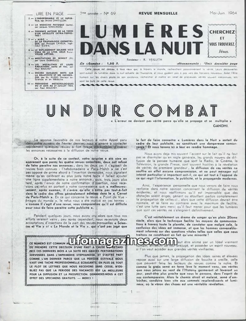 Cover of LDLN issue 69: LUMIÈRES DANS LA NUIT