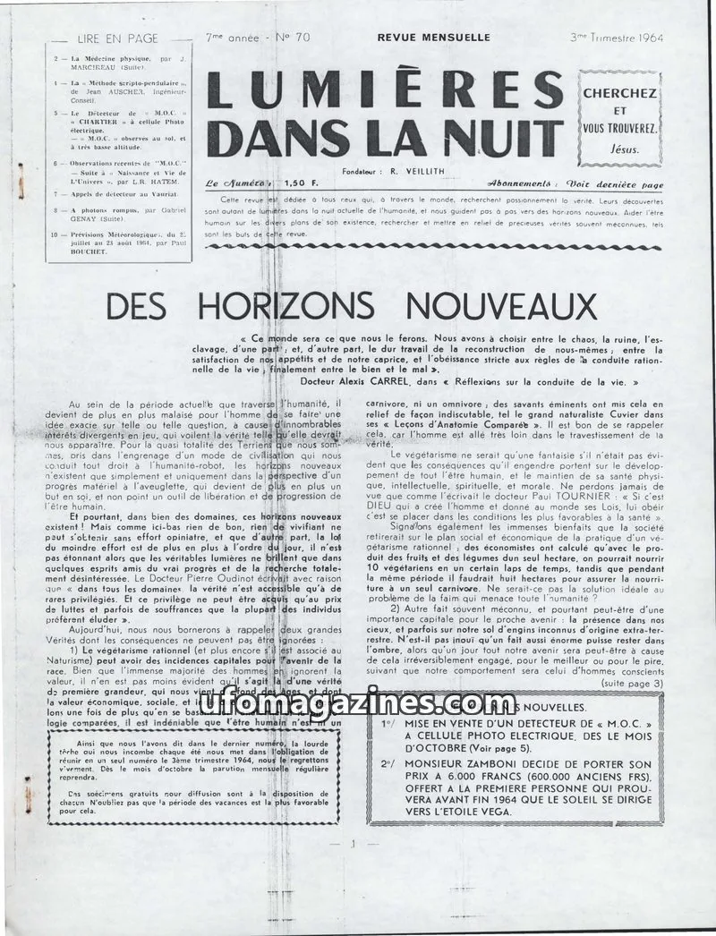 Cover of LDLN issue 70: LUMIÈRES DANS LA NUIT