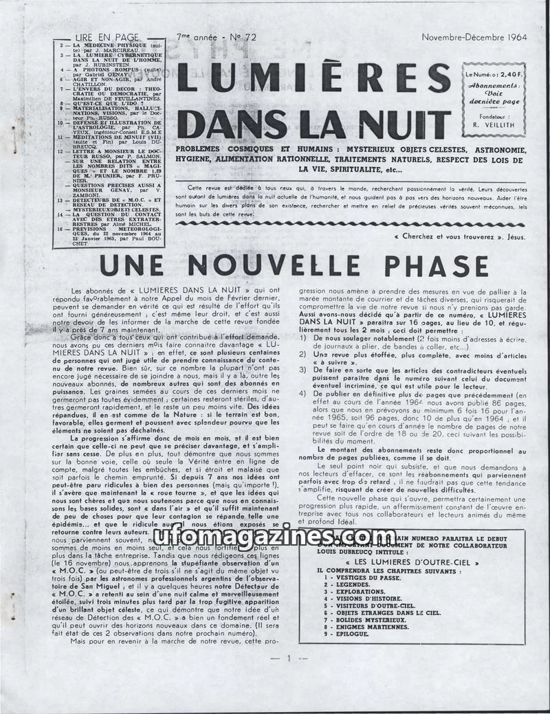 Cover of LDLN issue 72: LUMIÈRES DANS LA NUIT