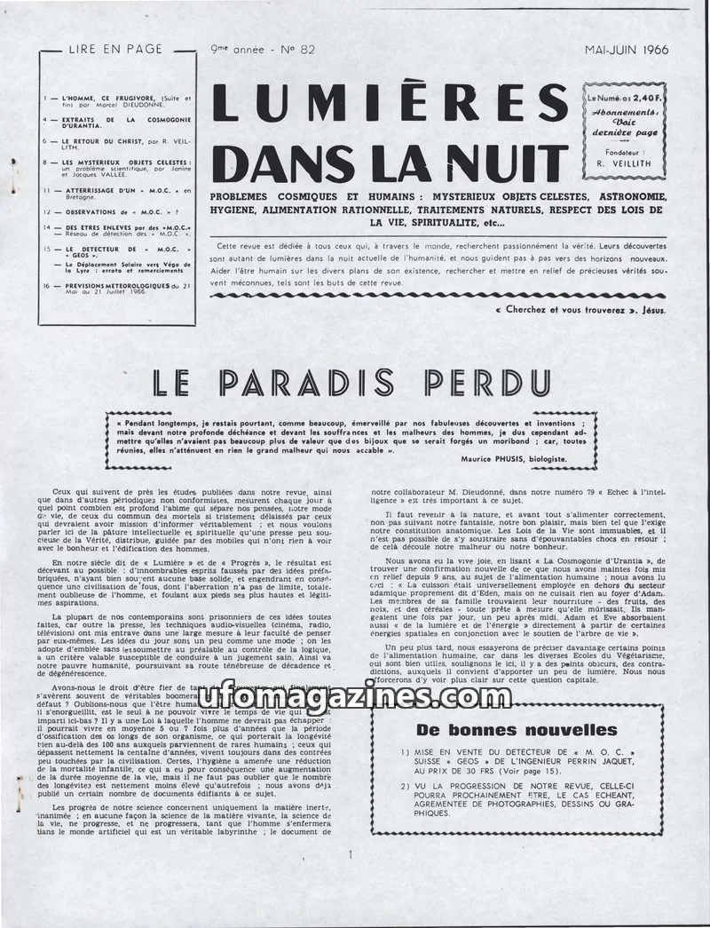 Cover of LDLN issue 82: LUMIÈRES DANS LA NUIT