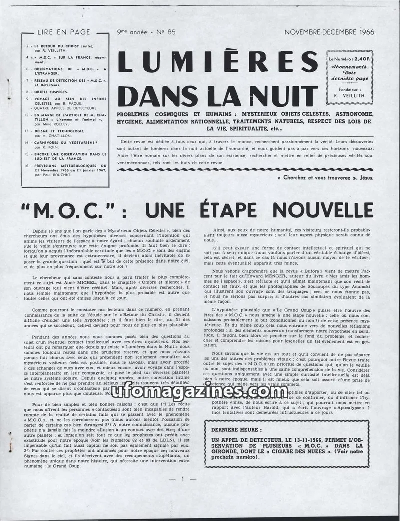 Cover of LDLN issue 85: LUMIÈRES DANS LA NUIT
