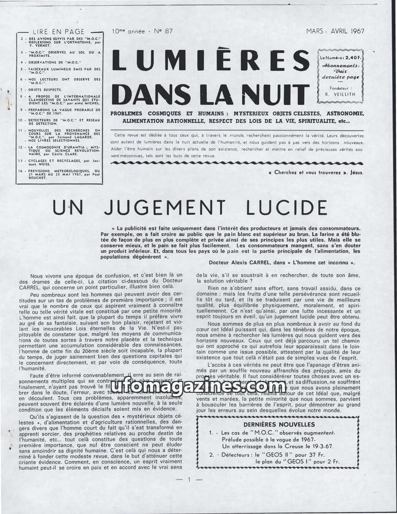 Cover of LDLN issue 87: LUMIÈRES DANS LA NUIT