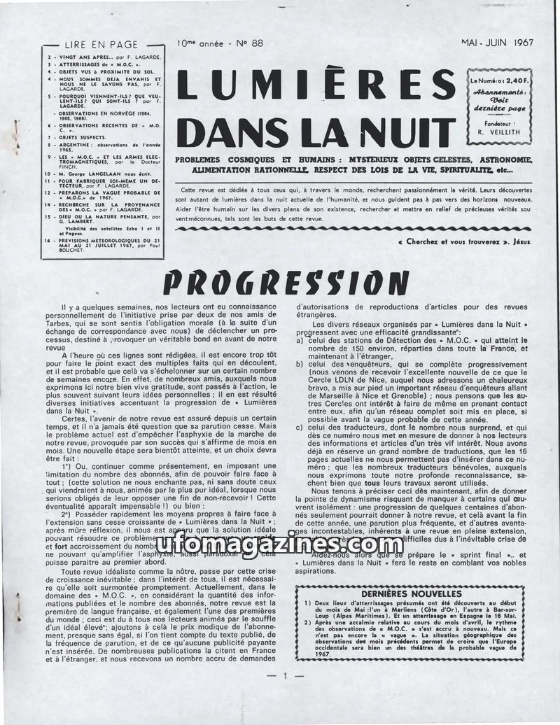 Cover of LDLN issue 88: LUMIÈRES DANS LA NUIT