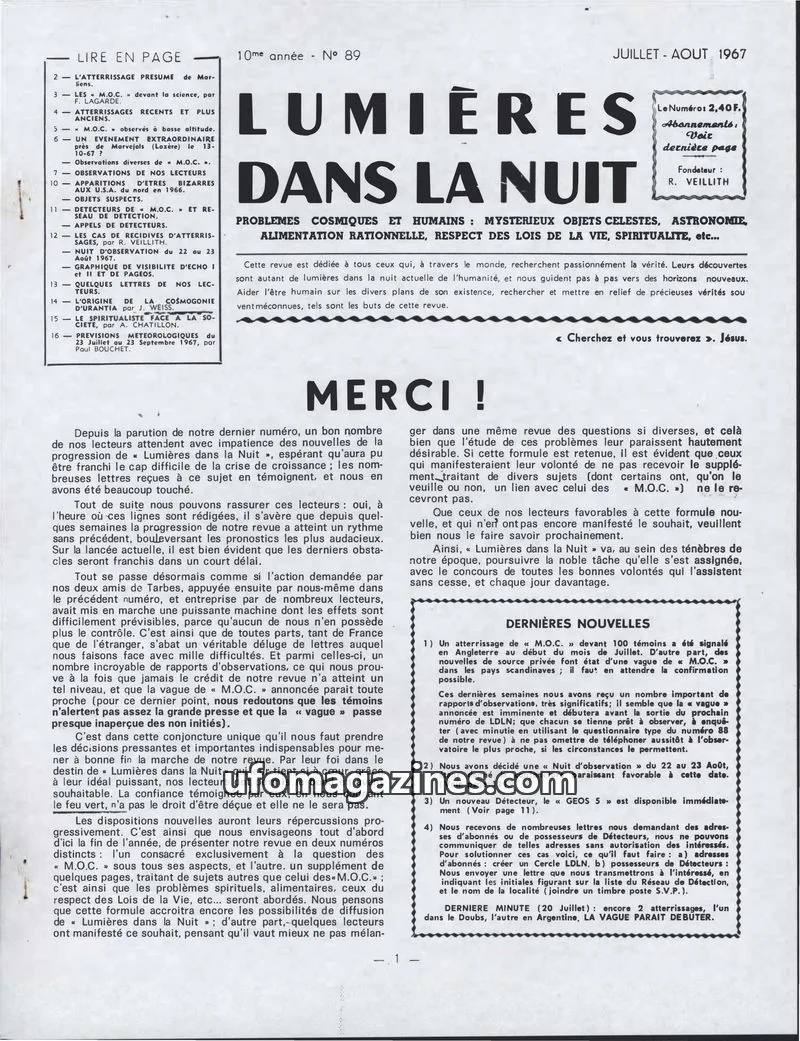Cover of LDLN issue 85: Lumières dans la nuit