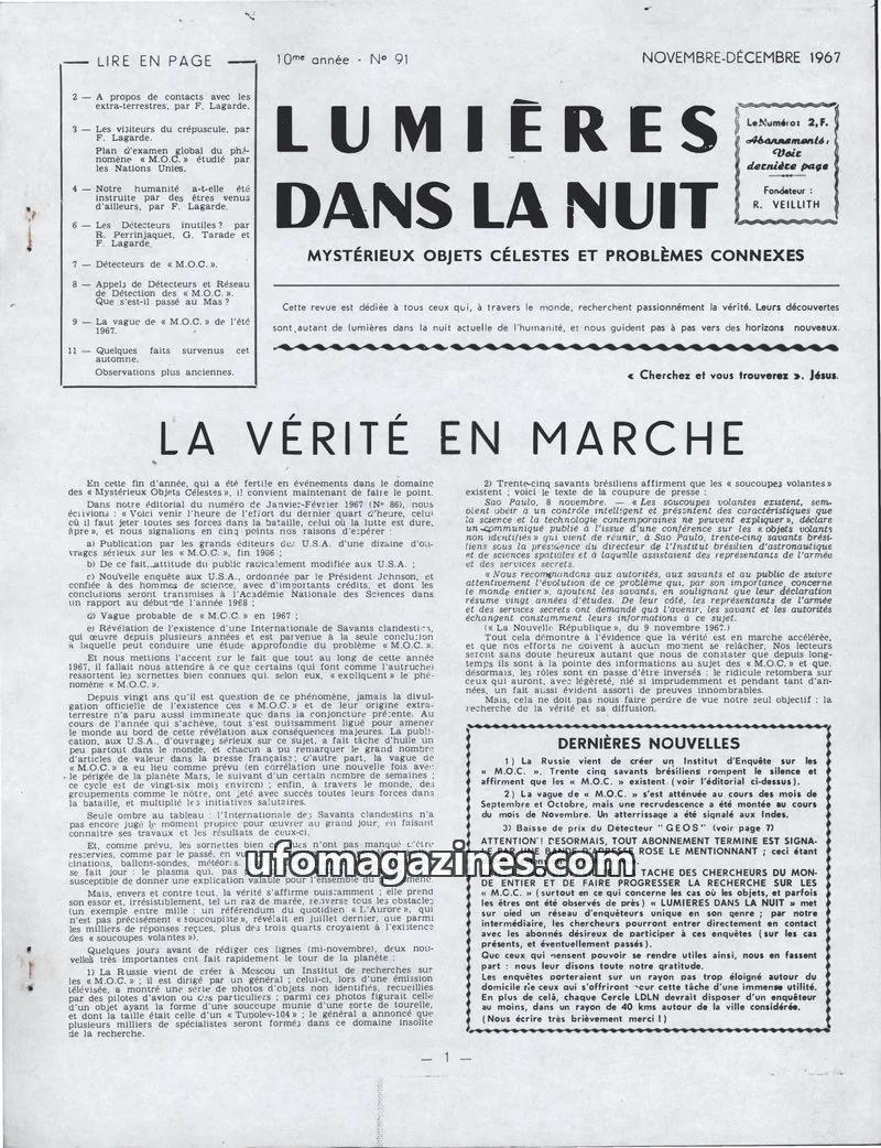Cover of LDLN issue 91: LUMIÈRES DANS LA NUIT