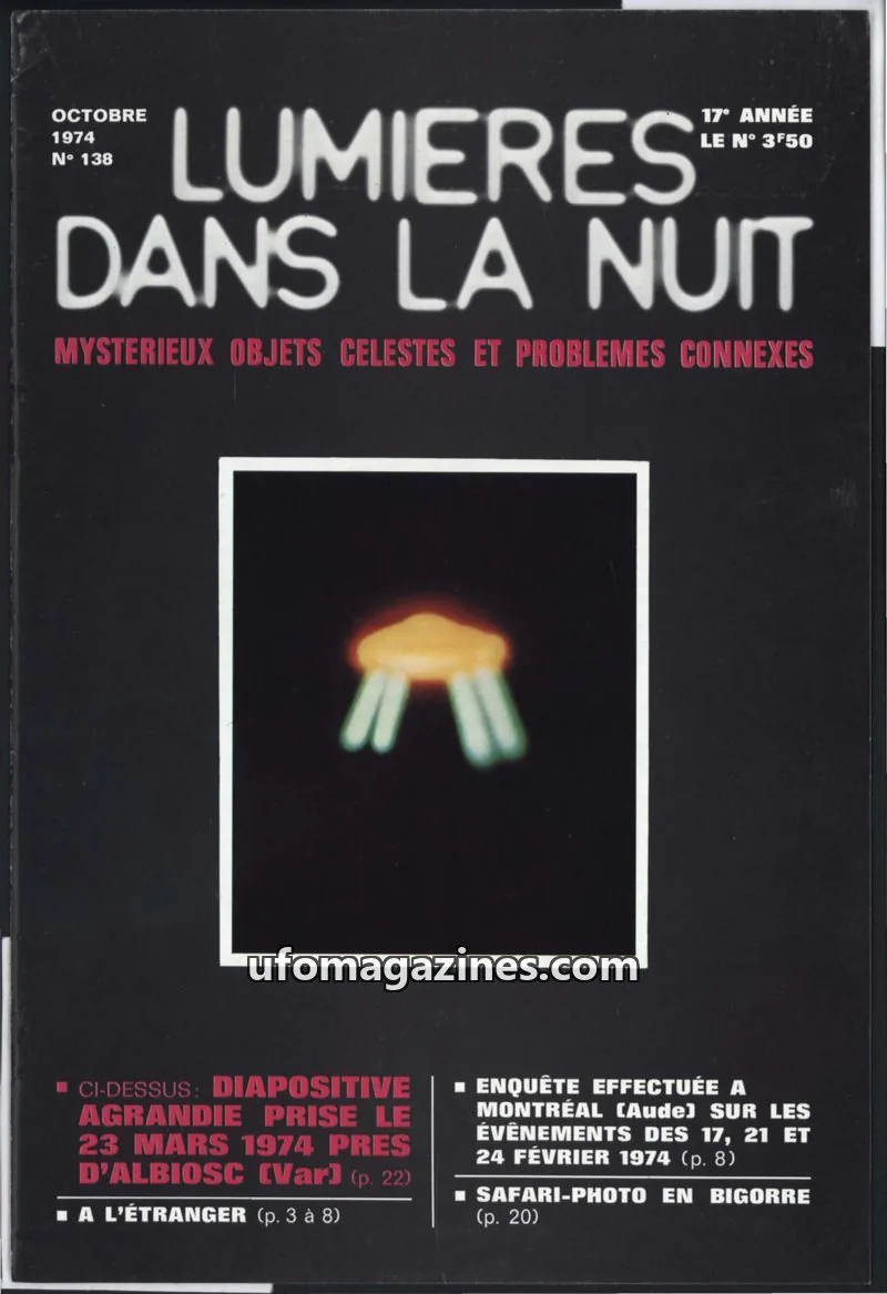 Cover of LUMIÈRES DANS LA NUIT (GROUPEMENT INTERNATIONAL DE RECHERCHES) issue N° 138: LUMIÈRES DANS LA NUIT