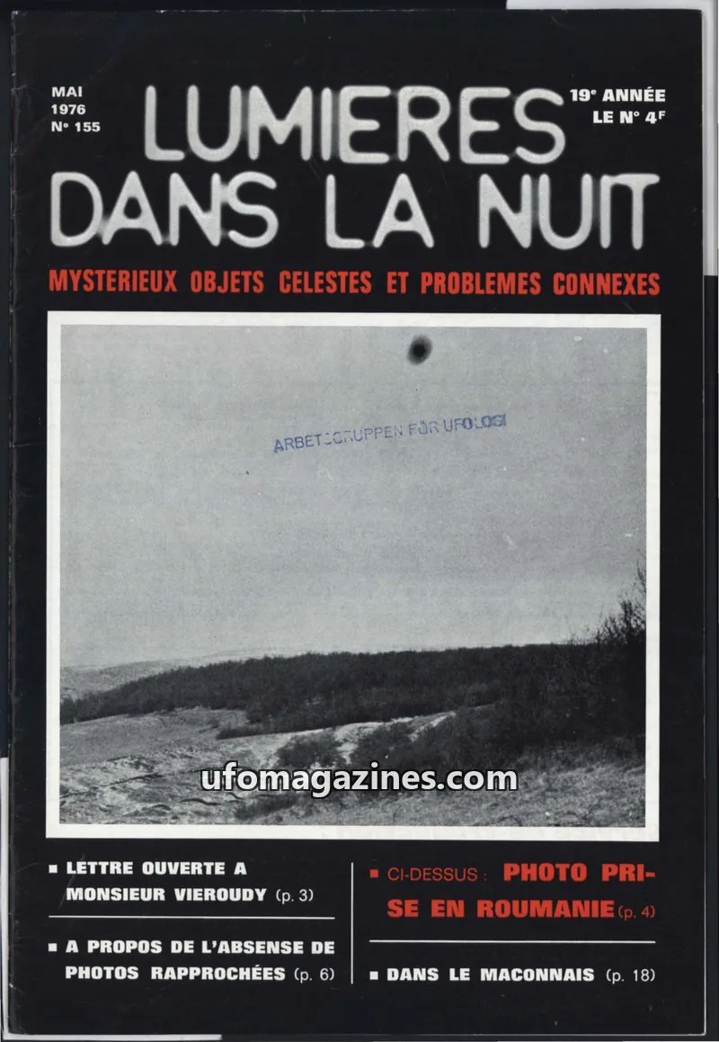 Cover of LUMIÈRES DANS LA NUIT (GROUPEMENT INTERNATIONAL DE RECHERCHES) issue 155: LUMIÈRES DANS LA NUIT