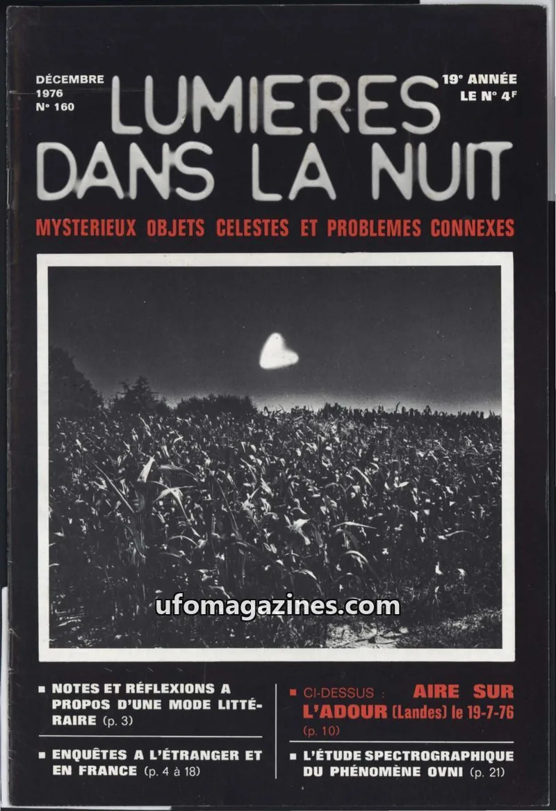 Cover of LUMIÈRES DANS LA NUIT (GROUPEMENT INTERNATIONAL DE RECHERCHES) issue 160: LUMIÈRES DANS LA NUIT