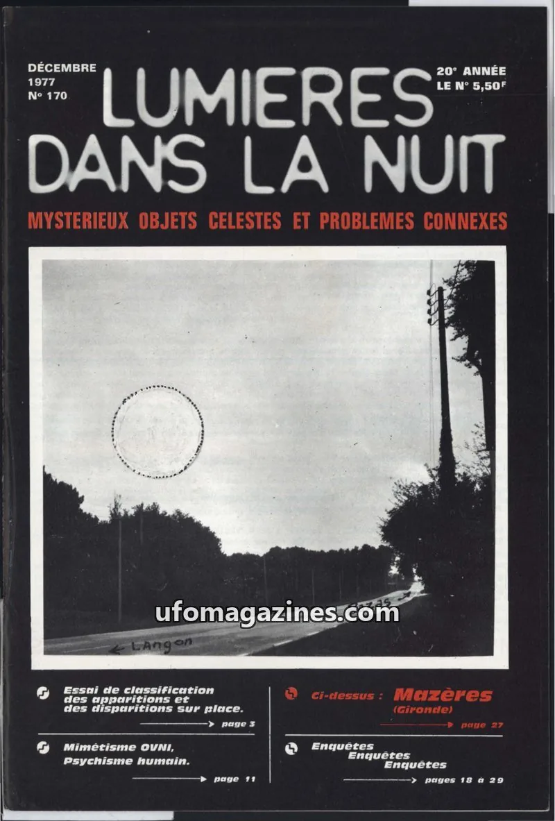 Cover of LUMIÈRES DANS LA NUIT (GROUPEMENT INTERNATIONAL DE RECHERCHES) issue 170: LUMIÈRES DANS LA NUIT