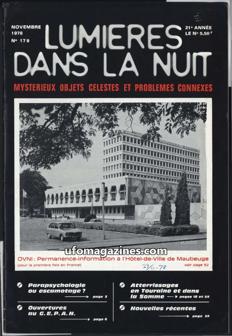 Cover of LUMIÈRES DANS LA NUIT (GROUPEMENT INTERNATIONAL DE RECHERCHES) issue 179: LUMIÈRES DANS LA NUIT