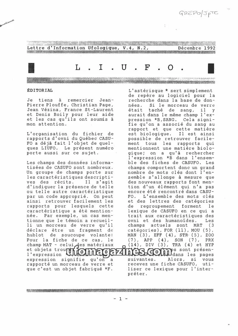 Cover of Lettre d'Information Ufologique (Leduc) issue V.4, N.2: Lettre d'Information Ufologique