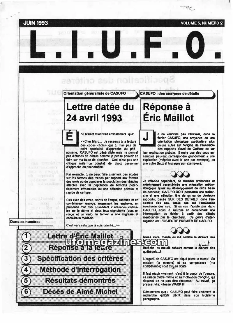 Cover of LIUFO issue NUMERO 2: L.I.U.F.O.
