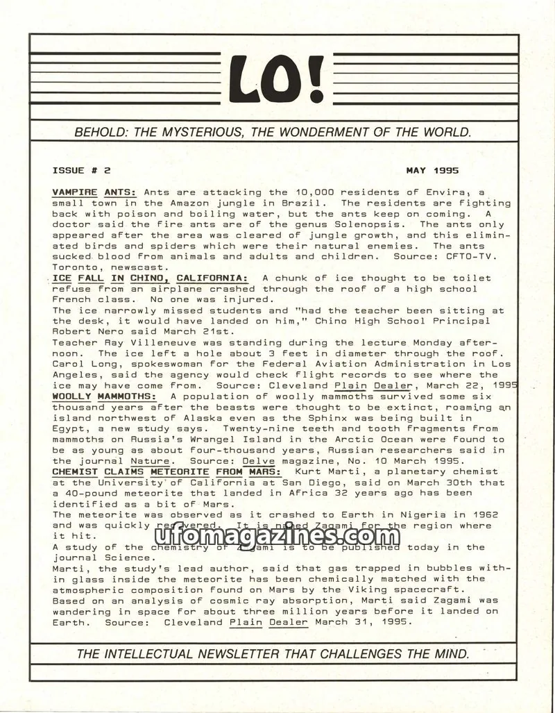 Cover of United Aerial Phenomena Agency issue # 2: LO!