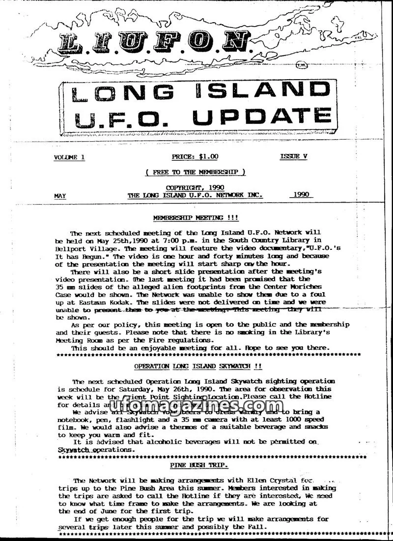 Cover of THE LONG ISLAND U.F.O. NETWORK INC. issue V: LONG ISLAND U.F.O. UPDATE