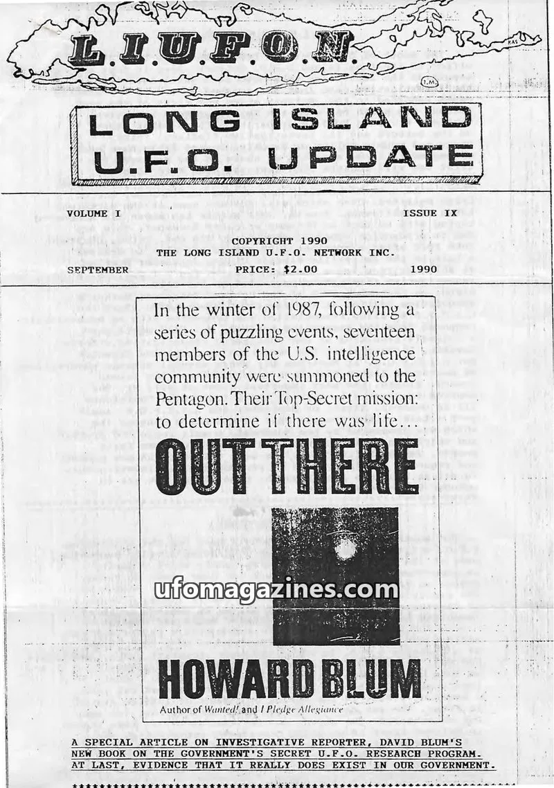 Cover of THE LONG ISLAND U.F.O. NETWORK INC. issue IX: LONG ISLAND U.F.O. UPDATE