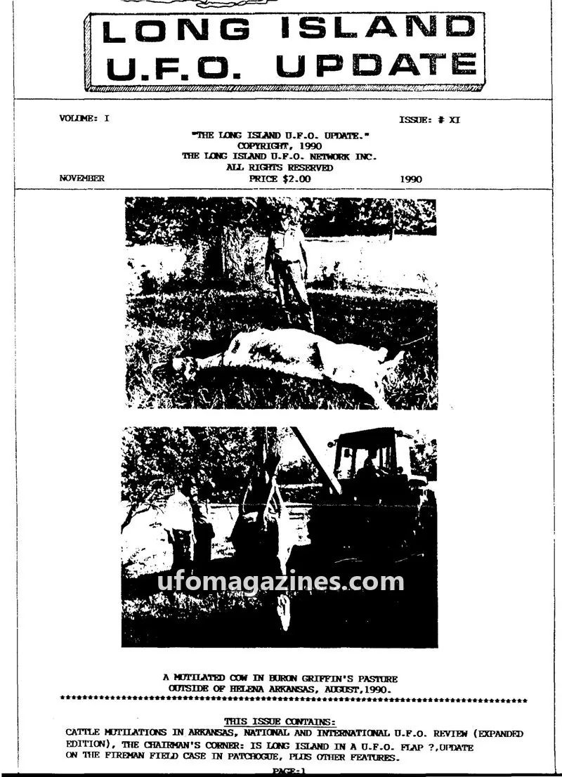 Cover of THE LONG ISLAND U.F.O. NETWORK INC. issue XI: LONG ISLAND U.F.O. UPDATE