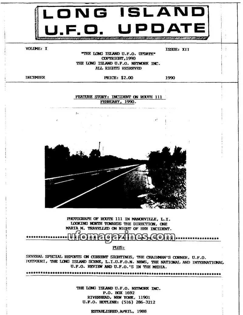 Cover of THE LONG ISLAND U.F.O. NETWORK INC. issue XII: LONG ISLAND U.F.O. UPDATE