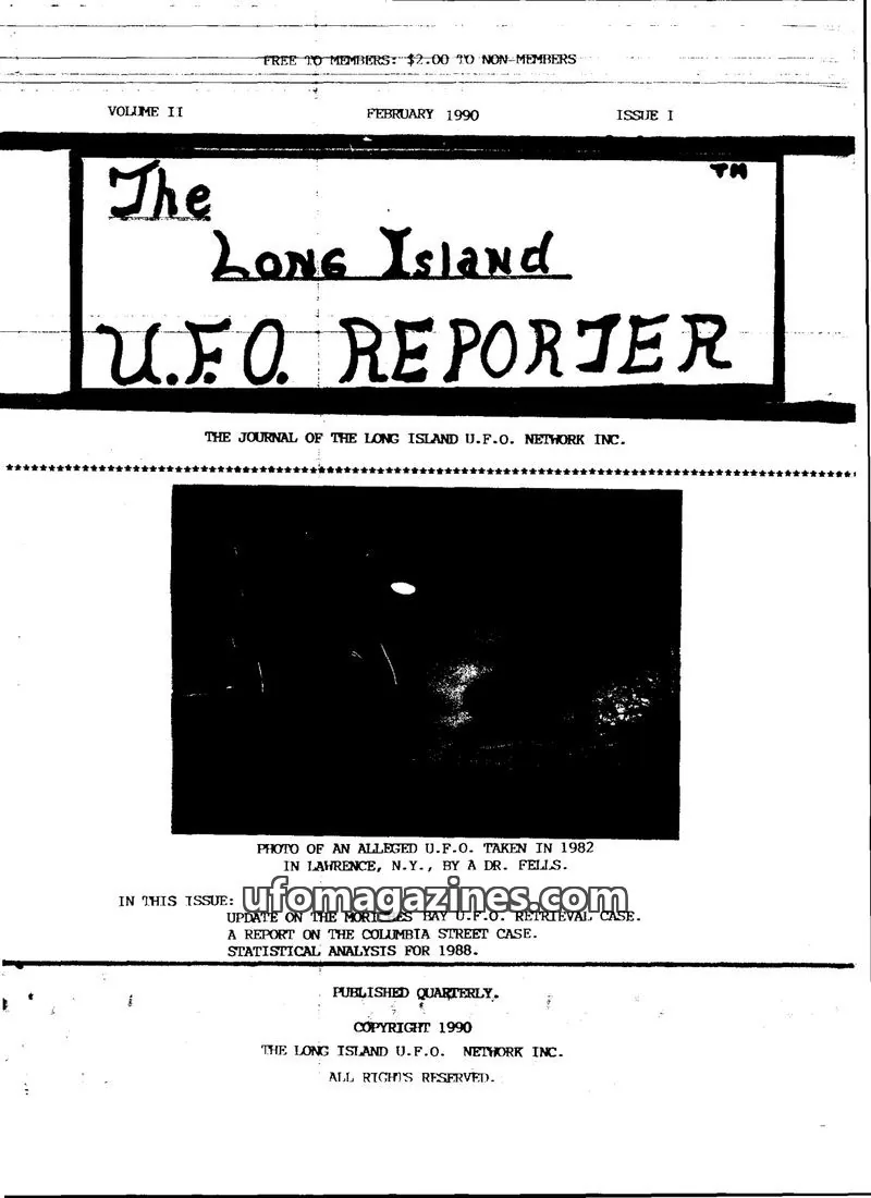 Cover of THE LONG ISLAND U.F.O. NETWORK INC. issue I: The Long Island U.F.O. Reporter