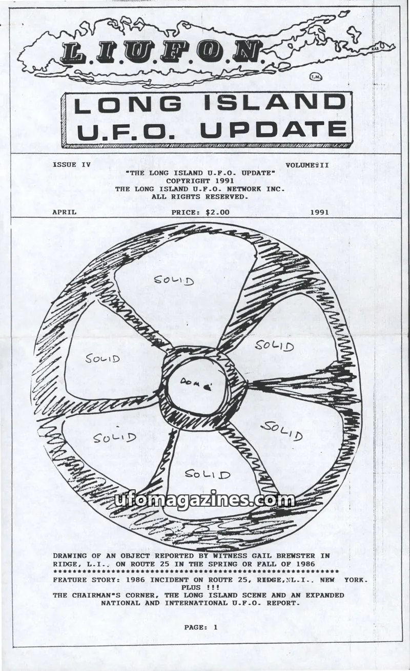 Cover of THE LONG ISLAND U.F.O. NETWORK INC. issue IV: LONG ISLAND U.F.O. UPDATE