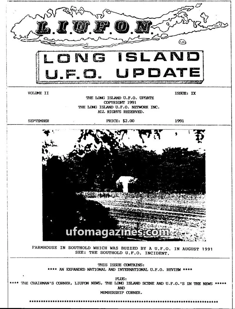 Cover of THE LONG ISLAND U.F.O. NETWORK INC. issue IX: L.I.U.F.O.N. LONG ISLAND U.F.O. UPDATE